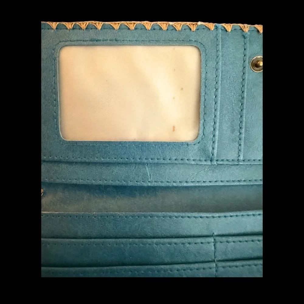 Festival Vibes Women’s‎ Blue Yellow Embroidered Vegan Wallet